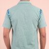 Untitled design - 4 Men Sage Green Teal Blue Cotton Batik Printed Trim Handloom Shirt