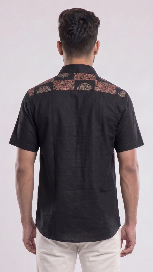 Men Black Brown Beige Cotton Block print Handloom Shirt