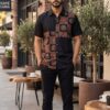 Men Black Brown Beige Cotton Block print Handloom Shirt
