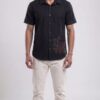Untitled design - 1 Men Black Cotton Applique Handloom Shirt