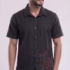 Untitled design - 3 Men Black Cotton Applique Handloom Shirt