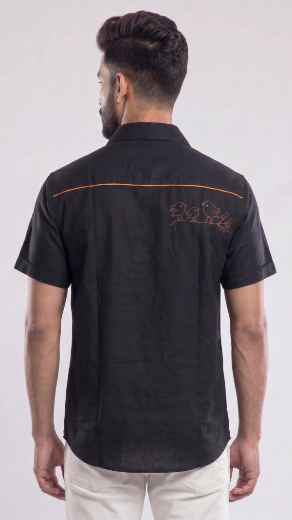 Untitled design - 4 Men Black Cotton Applique Handloom Shirt