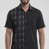 Untitled design - 2 Men Black Grey Cotton Ikat Vertical Pattern Handloom Shirt