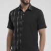 Untitled design - 3 Men Black Grey Cotton Ikat Vertical Pattern Handloom Shirt