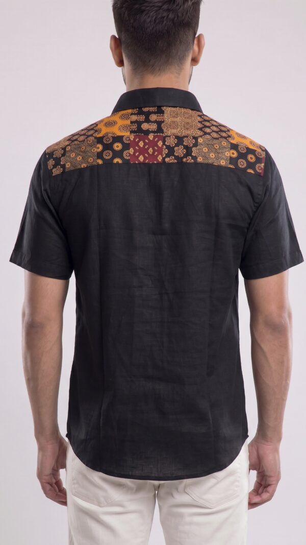 Untitled design - 4 Men Black Multicolor Cotton Block print Handloom Shirt
