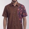 Men Brown Multicolor Cotton Block print Handloom Shirt