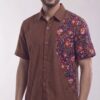 Men Brown Multicolor Cotton Block print Handloom Shirt