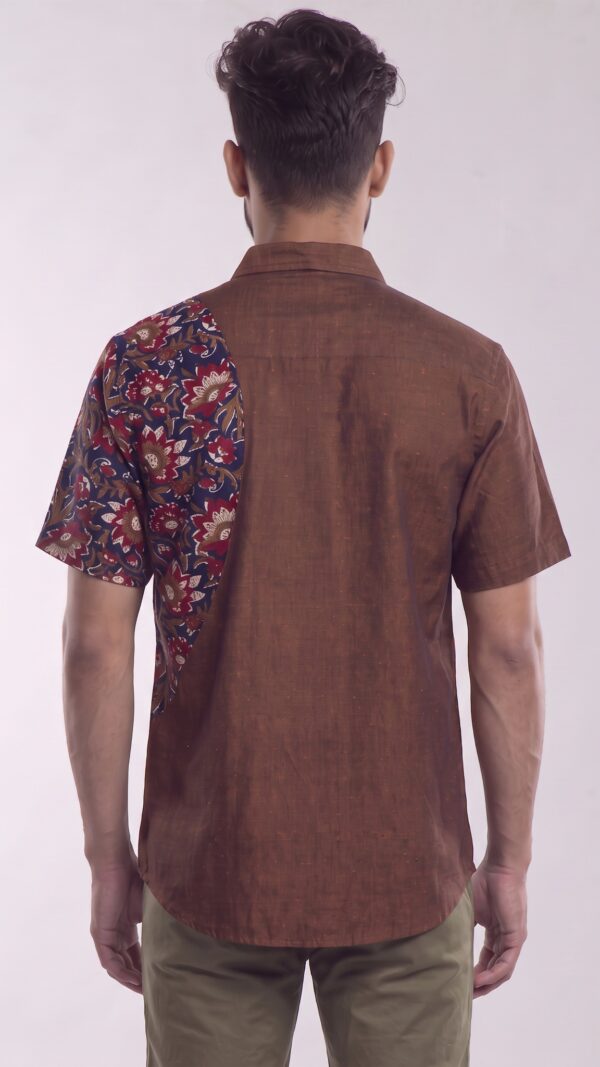 Men Brown Multicolor Cotton Block print Handloom Shirt