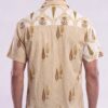 Untitled design - 4 Men Cream Gold Brown Cotton Floral Handloom Shirt