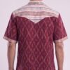 Men Deep Maroon Multicolor Cotton Ikat Vertical Pattern Handloom Short Kurta