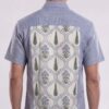 Men Dusty Blue Off-White Cotton Floral Handloom Shirt