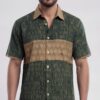 Untitled design - 2 Men Forest Green Brown Cotton Block print Handloom Shirt
