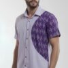 Untitled design - 3 Men Lavender Purple Cotton Mercerised Ikat Geometric Pattern Handloom Shirt