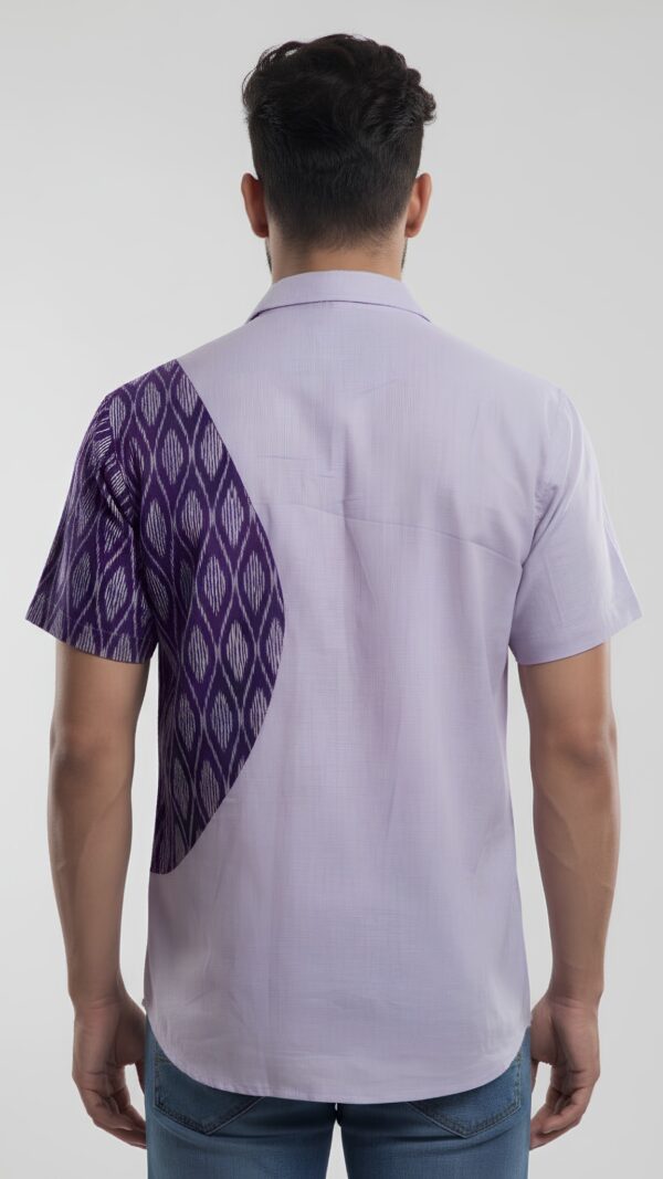 Untitled design - 4 Men Lavender Purple Cotton Mercerised Ikat Geometric Pattern Handloom Shirt