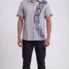 Untitled design - 1 Men Light grey Blue Cotton Batik Print Handloom Shirt