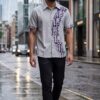 Untitled design - 5 Men Light grey Blue Cotton Batik Print Handloom Shirt