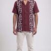 Men Maroon Off-White Cotton Batik Print Handloom Shirt