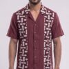 Men Maroon Off-White Cotton Batik Print Handloom Shirt