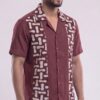 Men Maroon Off-White Cotton Batik Print Handloom Shirt