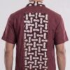 Men Maroon Off-White Cotton Batik Print Handloom Shirt