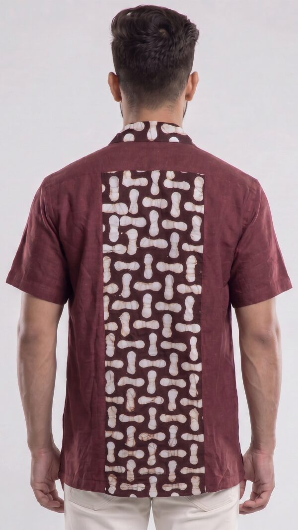 Men Maroon Off-White Cotton Batik Print Handloom Shirt