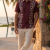 Men Maroon Off-White Cotton Batik Print Handloom Shirt