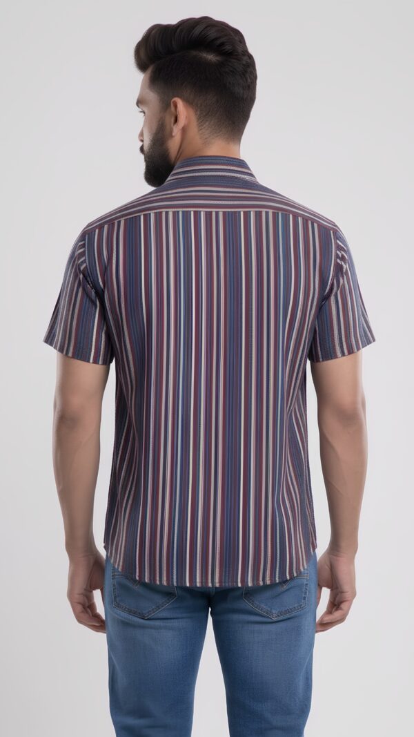 Men Navy Blue Cream Cotton Block print Handloom Shirt