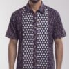 Men Navy Blue Cream Cotton Block print Handloom Shirt