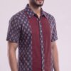 Untitled design - 3 Men Navy Blue Maroon Cotton Block print Handloom Shirt