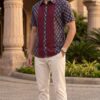 Untitled design - 5 Men Navy Blue Maroon Cotton Block print Handloom Shirt