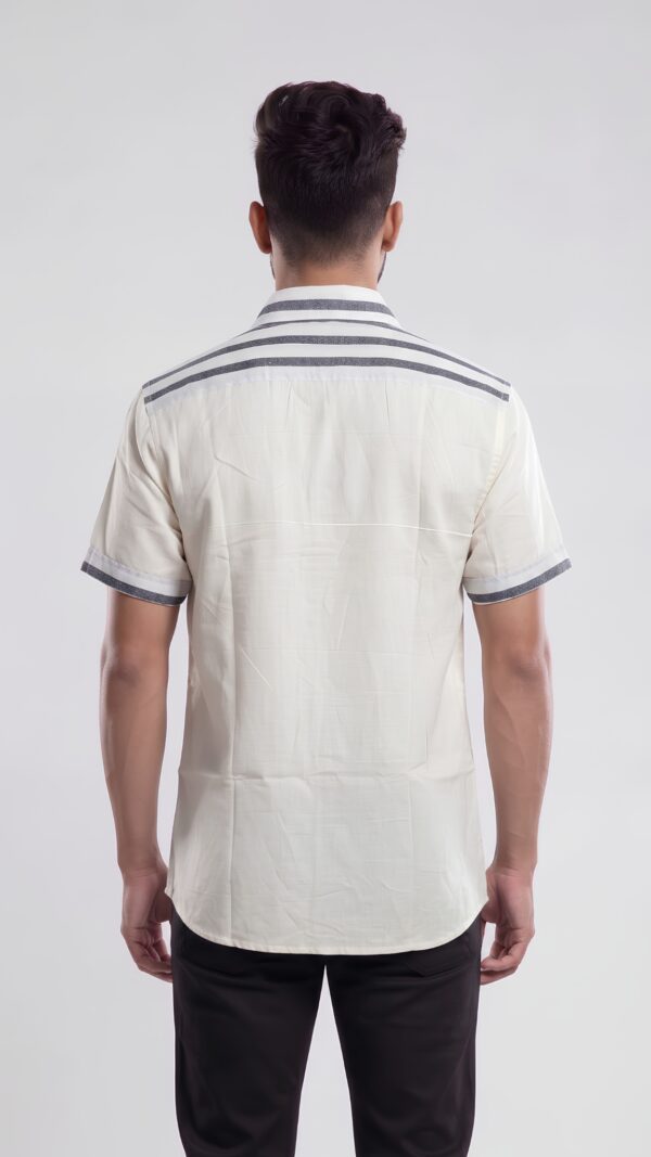 Men Off-White Grey Cotton Vertical Striped Handloom Shirt