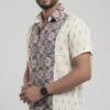 Men Off-White Maroon Black Cotton Ajrakh Printed Handloom Shirt