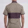 Men Off-White Maroon Cotton Block print Handloom Shirt