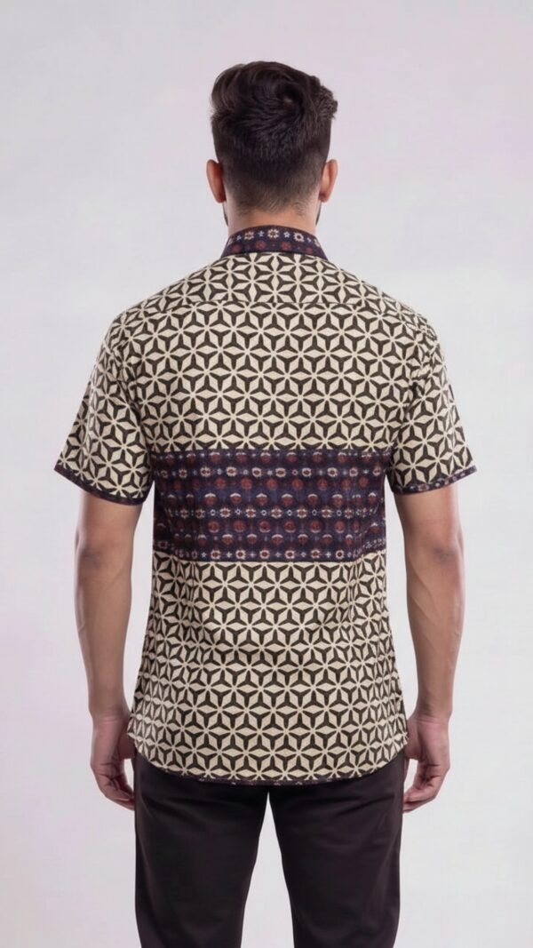 Men Off-White Maroon Cotton Block print Handloom Shirt