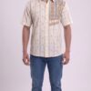 Men Off-White Peach Light grey Cotton Sambalpuri Handloom Shirt