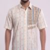 Men Off-White Peach Light grey Cotton Sambalpuri Handloom Shirt