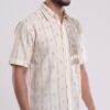 Men Off-White Peach Light grey Cotton Sambalpuri Handloom Shirt