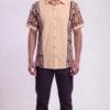 Men Peach Brown Cotton Batik Print Handloom Shirt
