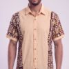 Men Peach Brown Cotton Batik Print Handloom Shirt
