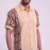 Men Peach Brown Cotton Batik Print Handloom Shirt