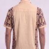 Men Peach Brown Cotton Batik Print Handloom Shirt