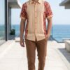 Untitled design - 5 Men Peach Maroon Cotton Batik Print Handloom Shirt