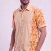 Untitled design - 3 Men Peach Vibrant Orange Cotton Batik Print Handloom Shirt