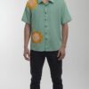 Untitled design - 1 Men Shirt Sage Green Body Mustard Yellow Applique Sunflower Work