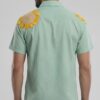 Untitled design - 4 Men Shirt Sage Green Body Mustard Yellow Applique Sunflower Work