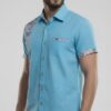 Untitled design - 3 Men Turquoise Blue Cotton Patchwork Floral Handloom Shirt