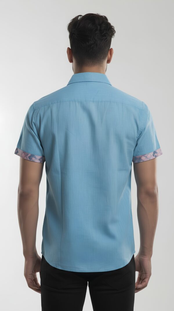 Untitled design - 4 Men Turquoise Blue Cotton Patchwork Floral Handloom Shirt