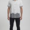 Men  White Black Cotton Checker Handloom Shirt