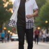Men  White Black Cotton Checker Handloom Shirt
