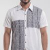 Men  White Charcoal Grey Cotton Sambalpuri Handloom Shirt